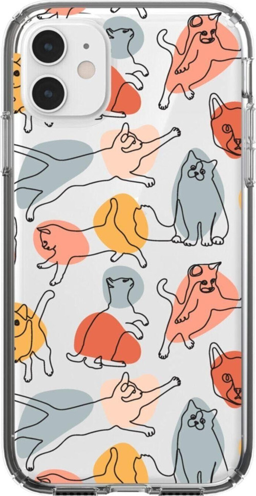 Iphone 11 Uyumlu Sevimli Kedi Figürleri Lens Korumalı Şeffaf Telefon Kılıfı