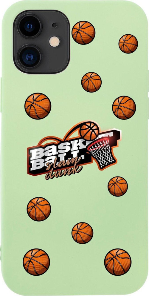 İphone 12 Basketbol Top Tasarımlı Yeşil Telefon Kılıfı