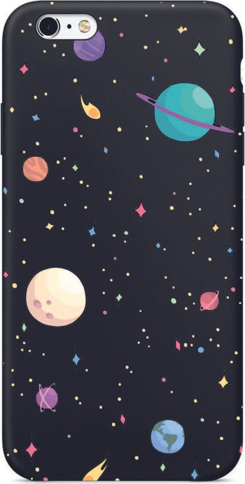 İphone 6 Plus Gezegenler Desenli Siyah Lansman Kılıf