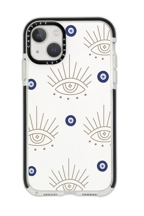 İphone 14 Pro Uyumlu Casetify Evil Eye Desenli Anti Shock Premium Silikonlu Siyah Kenar Detaylı Tele