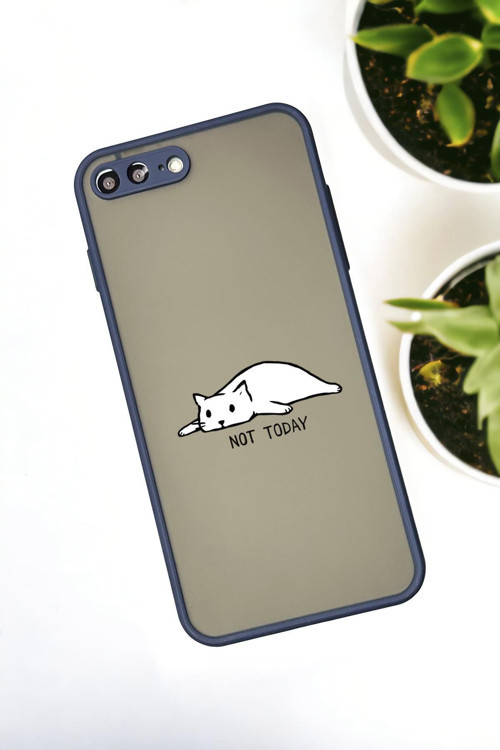 İphone 7 Plus Uyumlu Not Today Desenli Buzlu Şeffaf Lüx Telefon Kılıfı