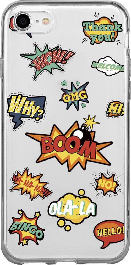 İphone 7 Stickers Desenli Premium Şeffaf Silikon Kılıf