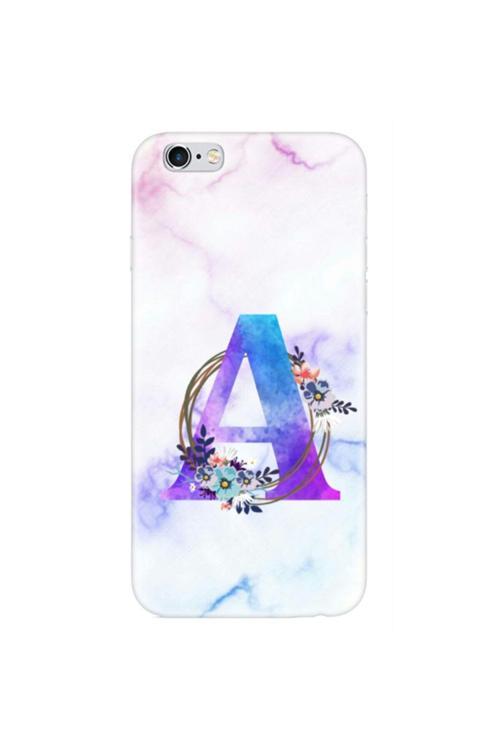 İphone 6 / 6S Renkli Mermer Desen A Harfli Telefon Kılıfı