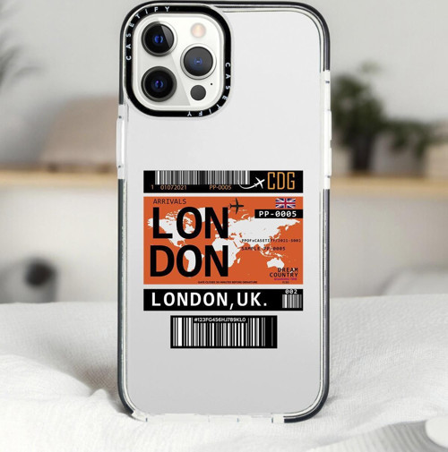 İphone 14 Pro Max London Yaprak Desenli Casetify Darbe Emci Silikonlu Telefon Kılıfı