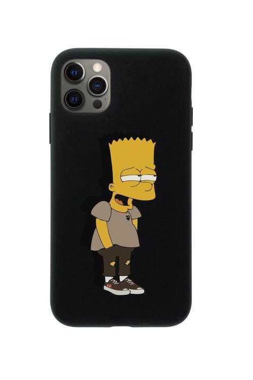 Iphone 12 Pro Max Simpson Tasarımlı Siyah Telefon Kılıfı