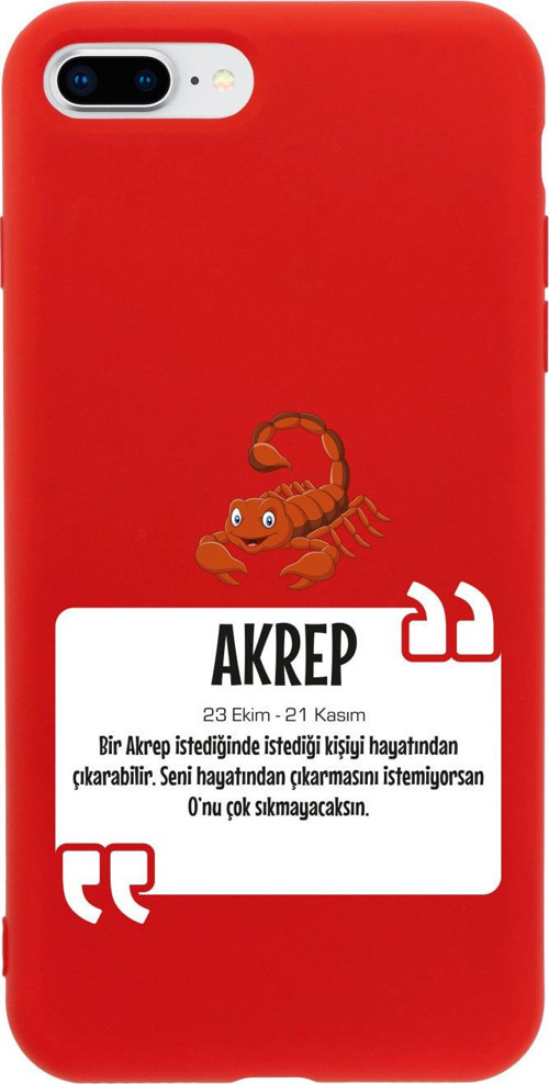 İphone 8 Plus Akrep Burcu Tasarımlı Kırmızı Telefon Kılıfı