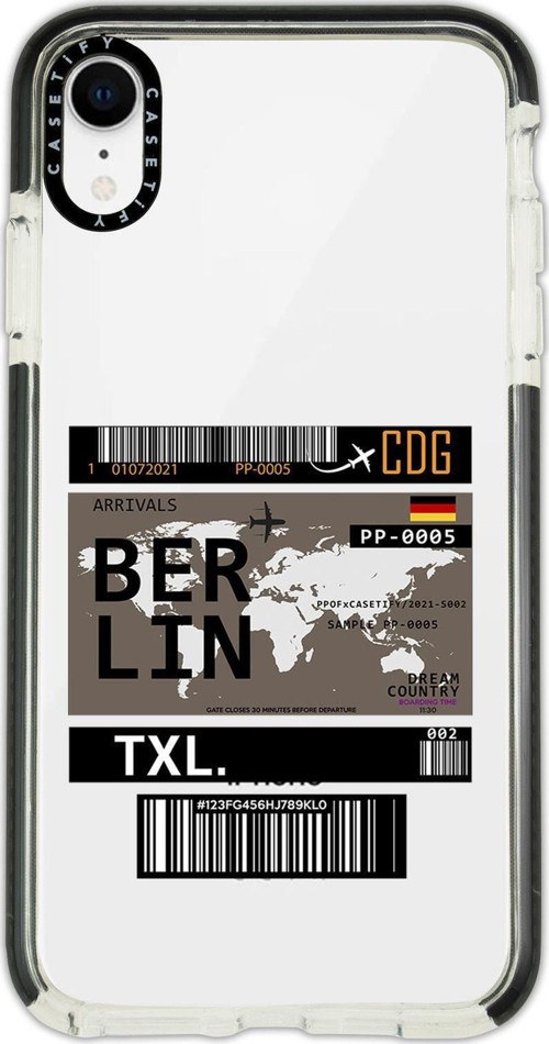 İphone Xr Casetify Berlin Ticket Desenli Anti Shock Premium Silikonlu Siyah Kenar Detaylı Telefon Kı