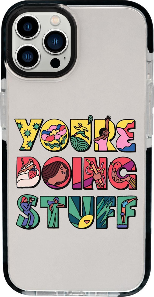 İphone 15 Pro Max Uyumlu Youre Doing Stuff Desenli Candy Bumper Silikonlu Telefon Kılıfı