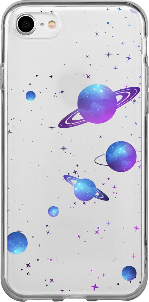 İphone Se (2020) Galaxy And Stars Lens Korumalı Şeffaf Telefon Kılıfı