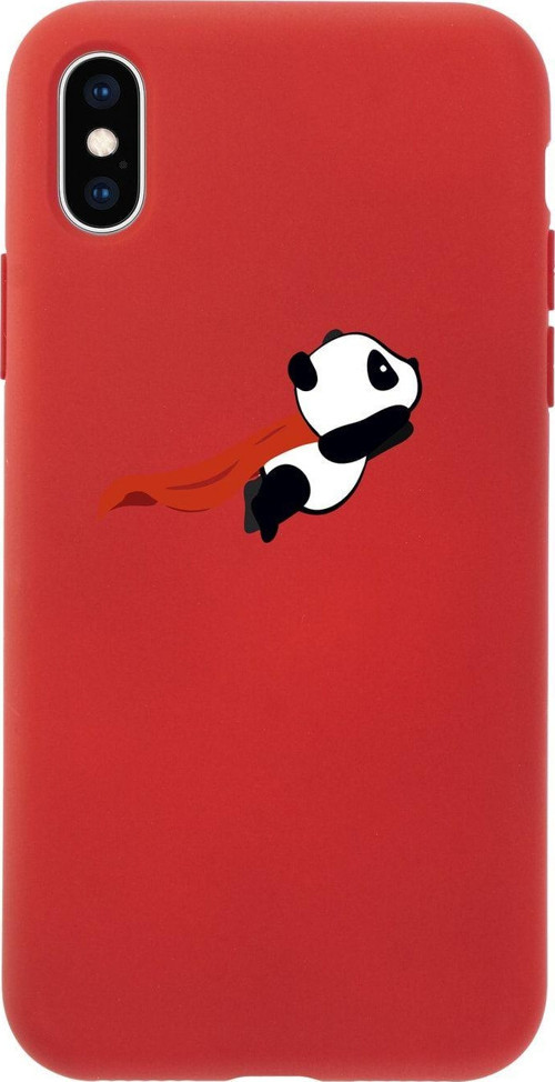 İphone Xs Max Uçan Panda Desenli Kırmızı Premium Lansman Kılıf