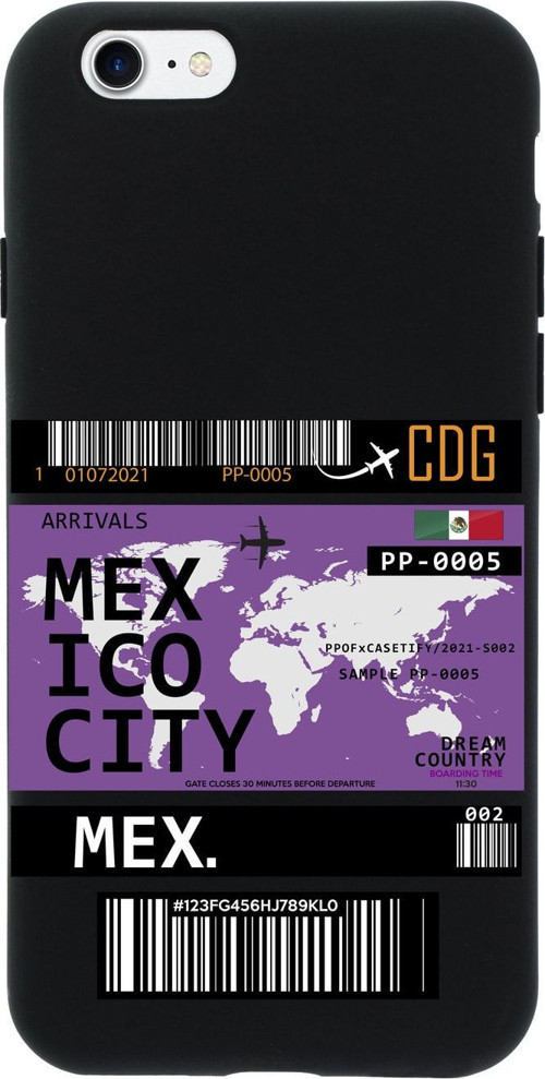 İphone 7 Mexico City Bilet Tasarımlı Siyah Telefon Kılıfı