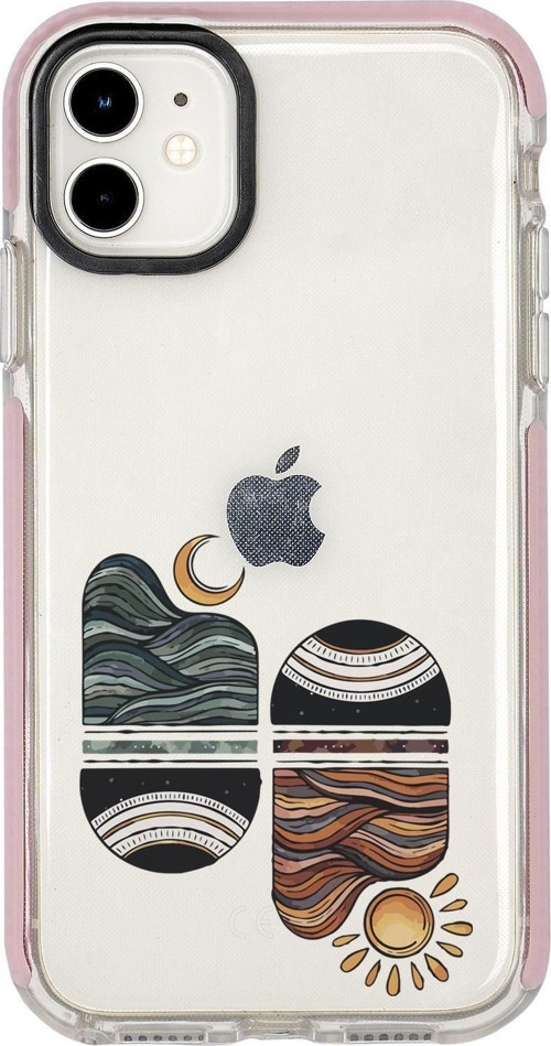 İphone 12 Uyumlu Sunset Wave Desenli Candy Bumper Silikonlu Telefon Kılıfı