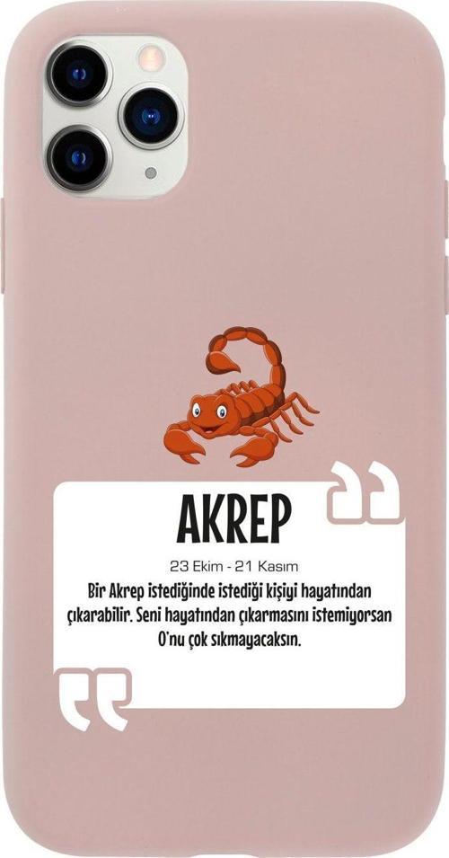 Iphone 11 Pro Max Akrep Burcu Tasarımlı Pembe Telefon Kılıfı