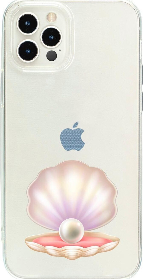 İphone 15 Pro Incili Deniz Kabuğu Desenli Şeffaf Telefon Kılıfı