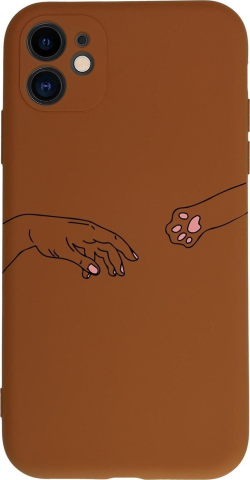 Uyumlu Iphone 11 Hand And Paw Kamera Korumalı Kahverengi Lansman Kılıf Premium Silikonlu