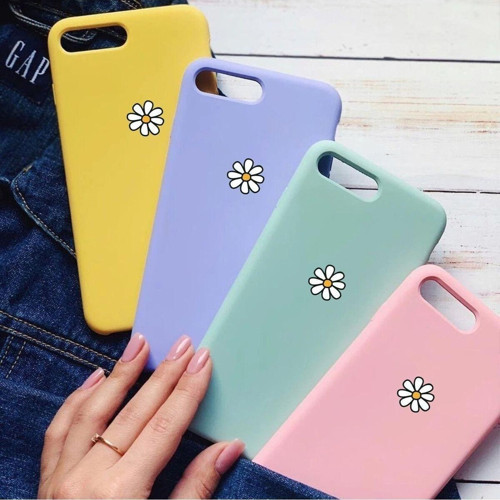 Papatya Desenli İphone 8 Plus Lila Lansman Telefon Kılıfı