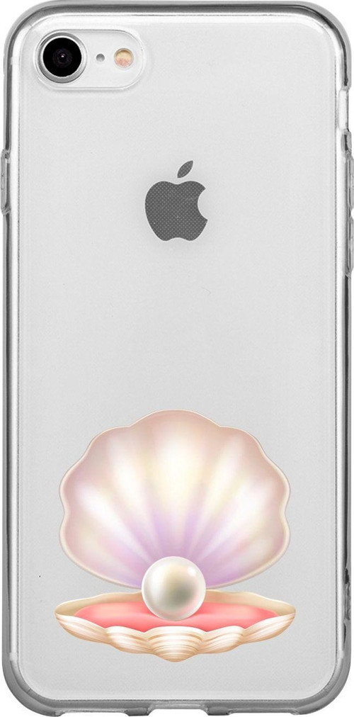 İphone 8 Incili Deniz Kabuğu Desenli Şeffaf Telefon Kılıfı