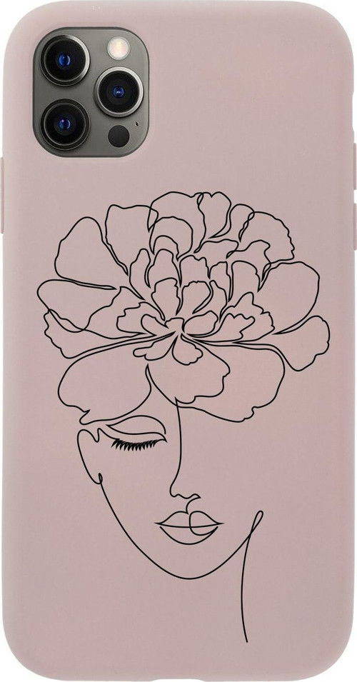 Iphone 12 Pro Max Flower Woman Art Premium Pembe Lansman Silikonlu Kılıf