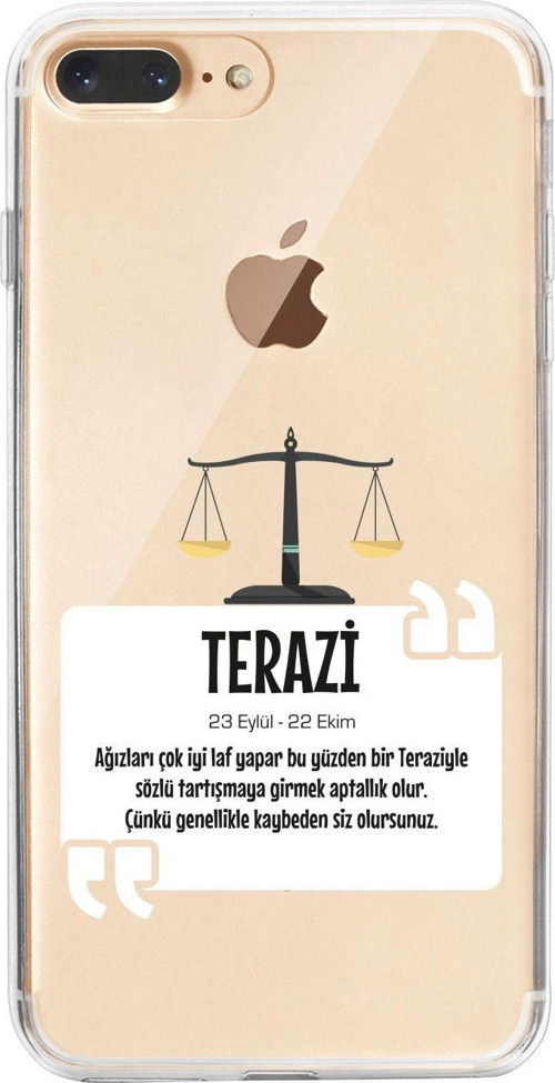 İphone 8 Plus Terazi Burcu Desenli Şeffaf Telefon Kılıfı