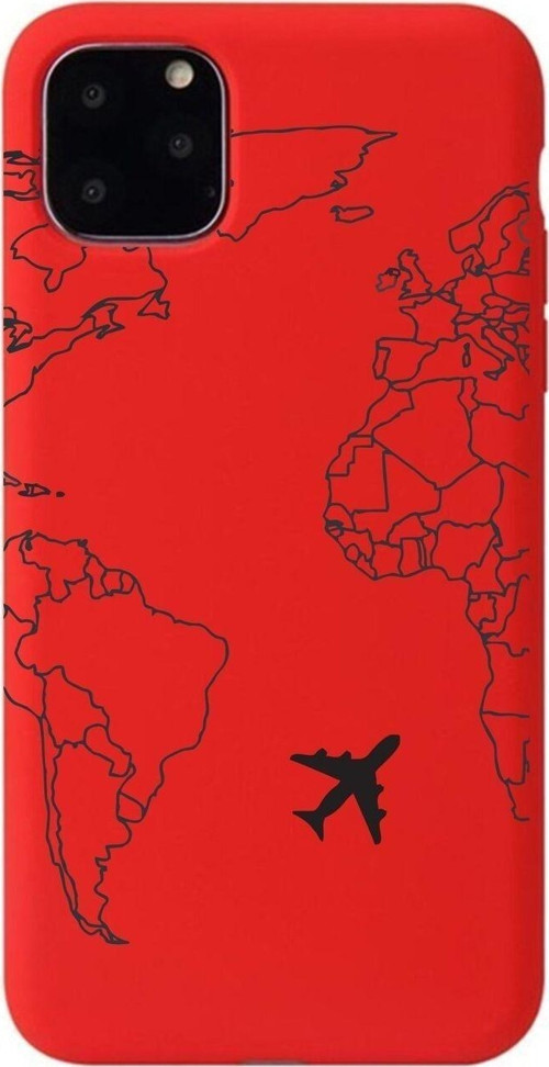Iphone 11 Pro World Map Lines Kırmızı Lansman Kılıf