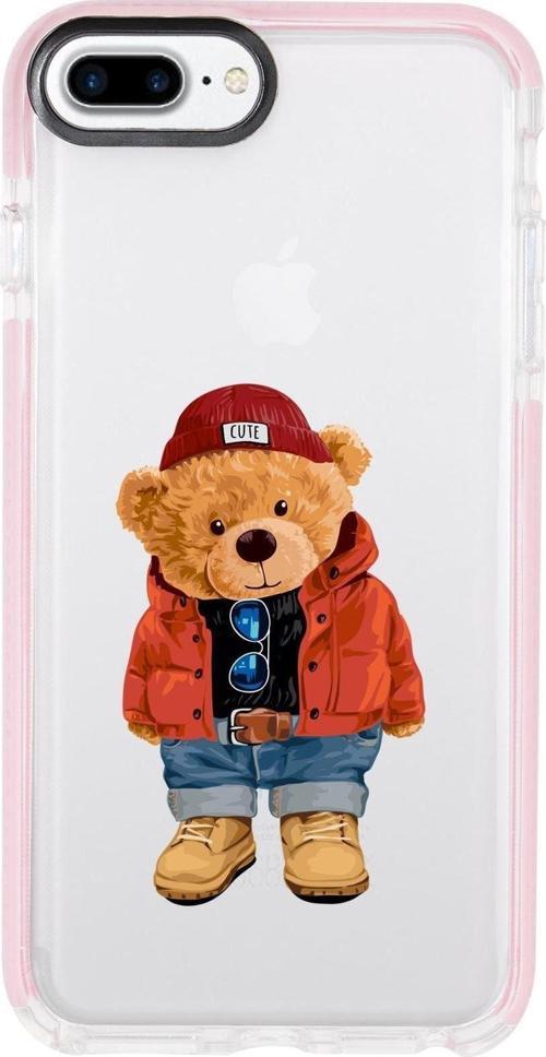 İphone 8 Plus Teddy Bear Candy Bumper Silikonlu Telefon Kılıfı