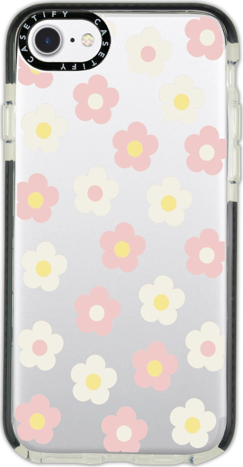 İphone 6 Uyumlu Casetify Minik Çiçekler Desenli Anti Shock Premium Silikonlu Siyah Kenar Detaylı Tel