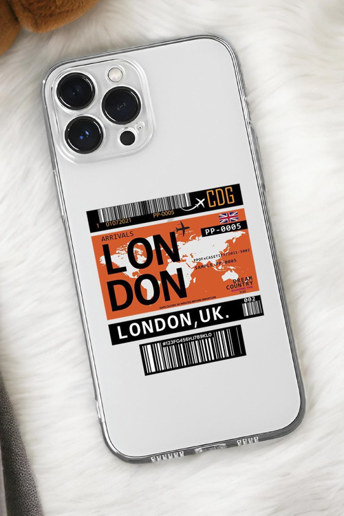 İphone 15 Pro Max Uyumlu London Yaprak Desenli Premium Silikonlu Şeffaf Telefon Kılıfı