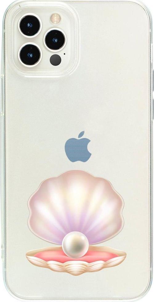 İphone 14 Pro Incili Deniz Kabuğu Desenli Şeffaf Telefon Kılıfı