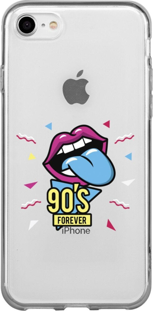 İphone 8 90'S Forever Desenli Şeffaf Telefon Kılıfı