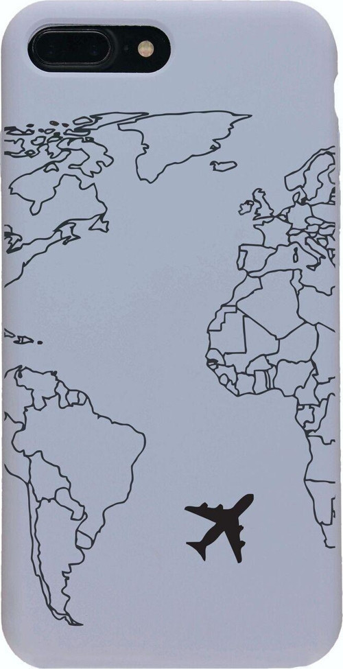 İphone 7 Plus World Map Lines Lila Lansman Kılıf
