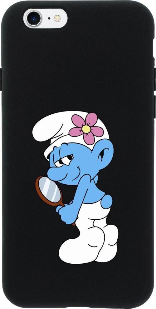 İphone 7 Süslü Şirin Tasarımlı Siyah Telefon Kılıfı