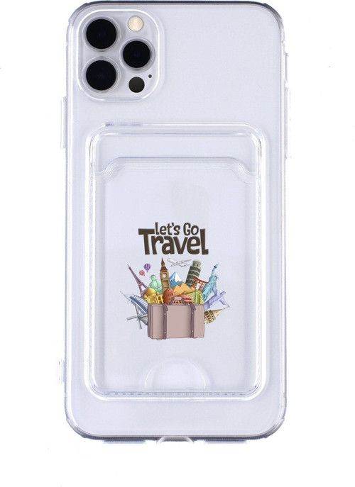 Iphone 12 Pro Max Uyumlu Lets Go Travel Desenli Şeffaf Kamera Korumalı Ve Kartlıklı Telefon Kılıfı