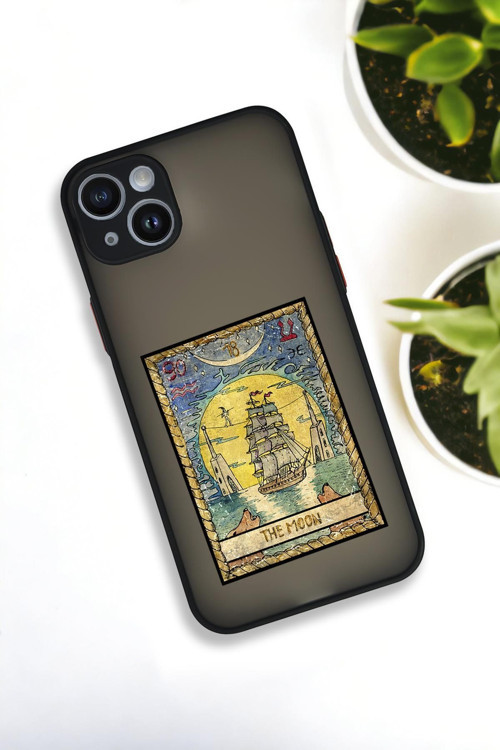 İphone 14 Plus Uyumlu The Moon Desenli Buzlu Şeffaf Lüx Telefon Kılıfı