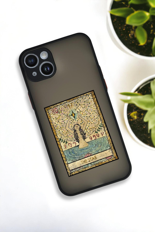 İphone 14 Plus Uyumlu The Star Desenli Buzlu Şeffaf Lüx Telefon Kılıfı