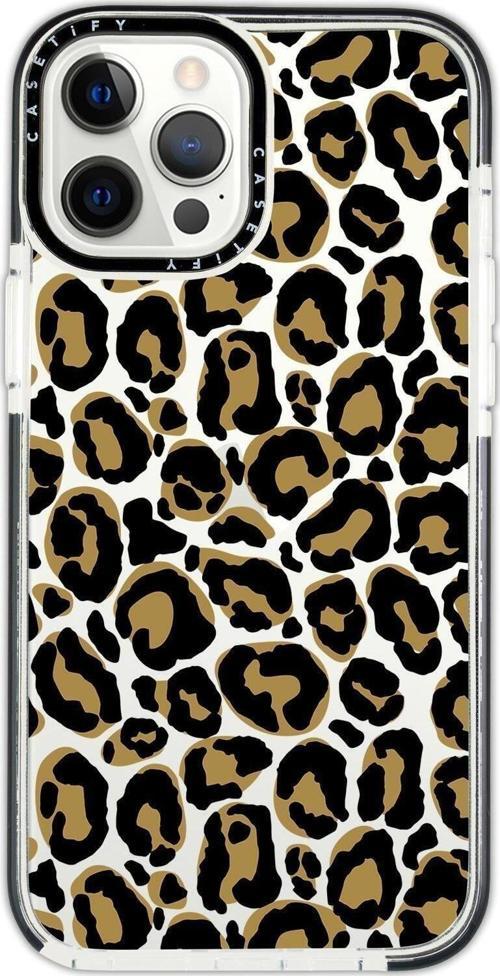 Iphone 12 Pro Casetify Leopar Desenli Anti Shock Premium Silikonlu Siyah Kenar Detaylı Telefon Kılıf