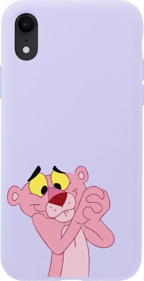 İphone Xr Pembe Panter Tasarımlı Lila Telefon Kılıfı