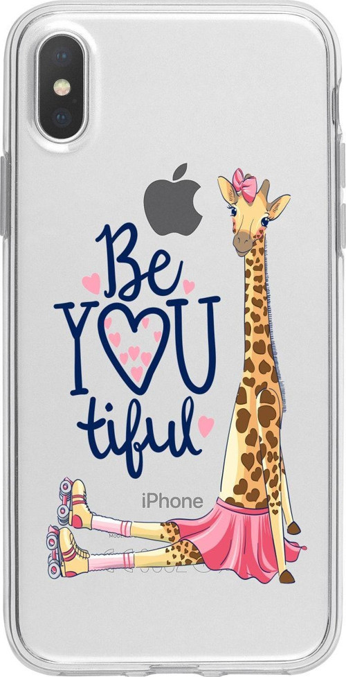 İphone Xs Max Uyumlu Beatiful Zürafa Desenli Şeffaf Telefon Kılıfı