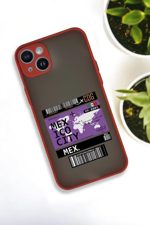 İphone 14 Plus Uyumlu Mexico Ticket Desenli Buzlu Şeffaf Lüx Telefon Kılıfı