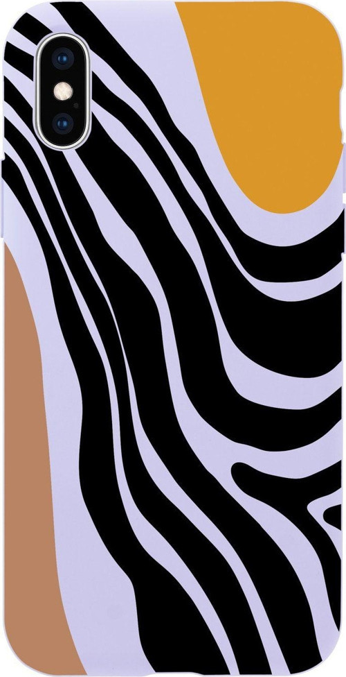 İphone X Modern Art Premium Silikonlu Lila Telefon Kılıfı