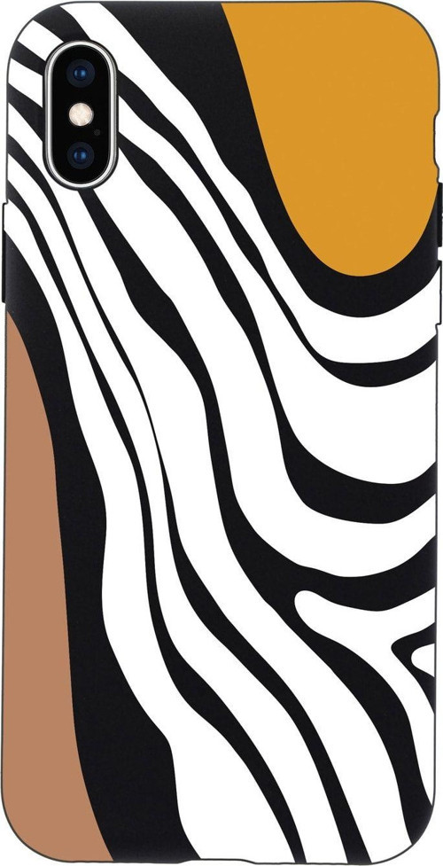 İphone X Modern Art Premium Silikonlu Siyah Telefon Kılıfı