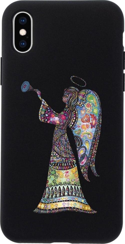 İphone Xs Mandala Melek Kız Premium Silikonlu Siyah Telefon Kılıfı