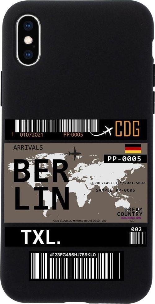 İphone Xs Max Berlin Bilet Tasarımlı Siyah Telefon Kılıfı