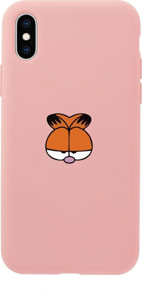 İphone X Uyumlu Garfield Pembe Telefon Kılıfı