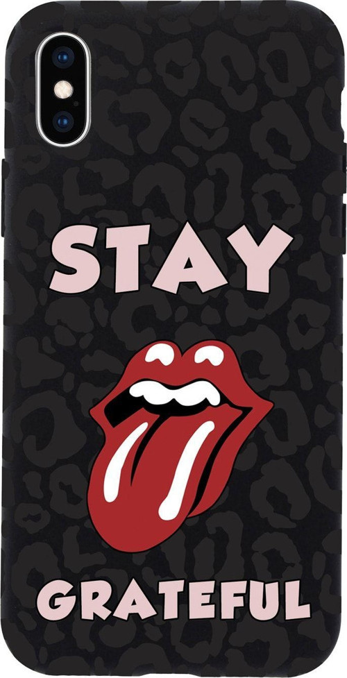 İphone X Stay Grateful Premium Siyah Lansman Silikonlu Kılıf