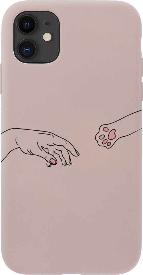 Iphone 11 Hand And Paw Premium Silikonlu Pembe Telefon Kılıfı