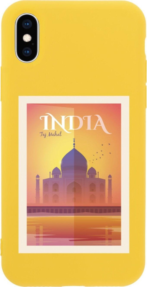 İphone Xs Tac Mahal India Tasarımlı Sarı Telefon Kılıfı