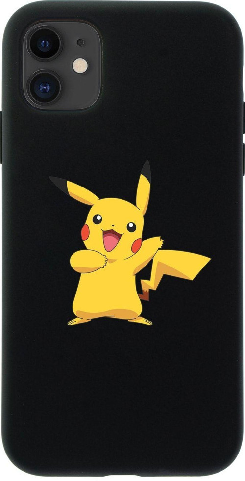 Iphone 11 Pikaçu Premium Siyah Lansman Silikonlu Kılıf