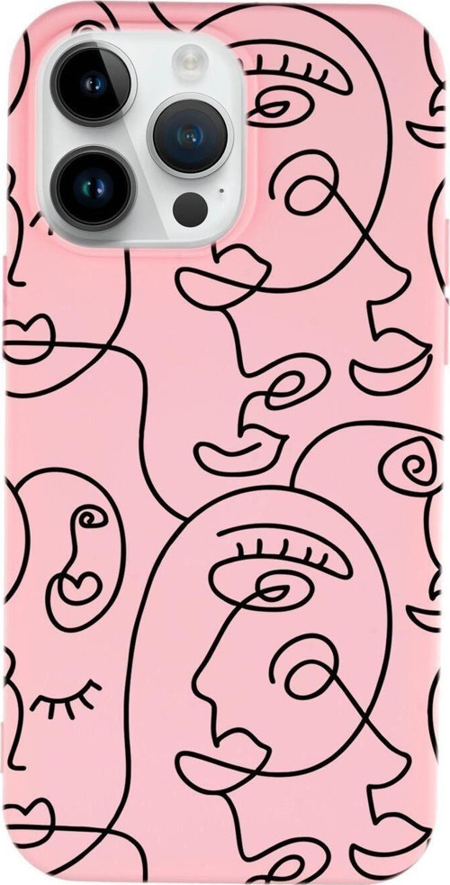 İphone 14 Pro Uyumlu Face Art Desenli Premium Silikonlu Lansman Telefon Kılıfı