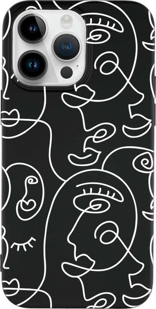 İphone 14 Pro Uyumlu Face Art Desenli Premium Silikonlu Lansman Telefon Kılıfı