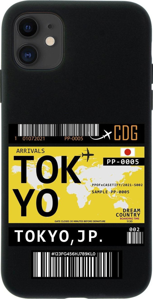 Iphone 11 Tokyo Bilet Tasarımlı Siyah Telefon Kılıfı